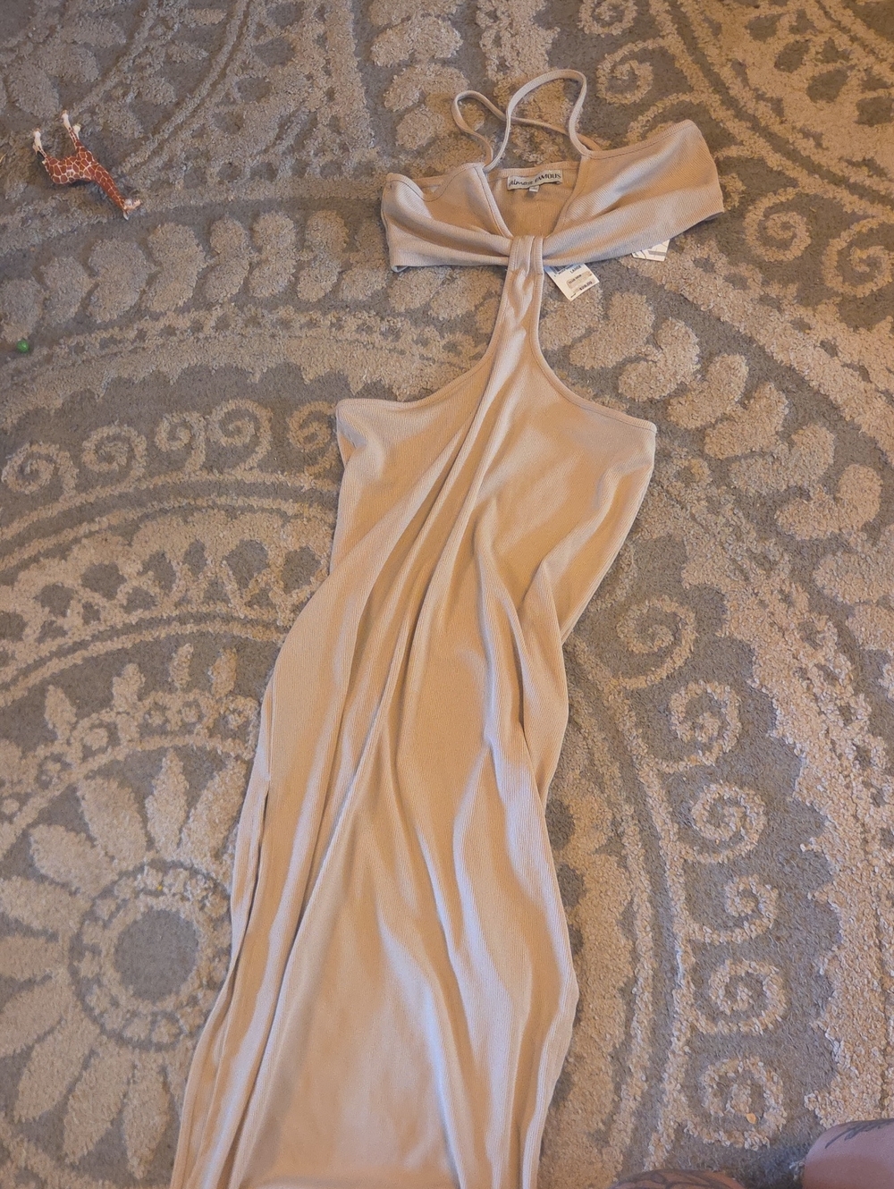 Almost Famous One-Shoulder Nude Twist Cutout Maxi Dress